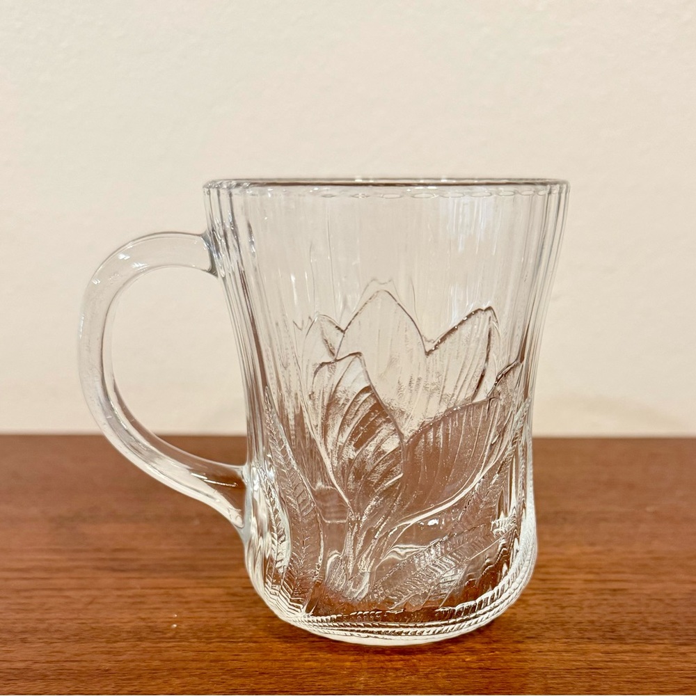 Vintage Arcoroc France Canterbury Crocus Coffee Mug Tea Cup Drinking Glass~ MINT